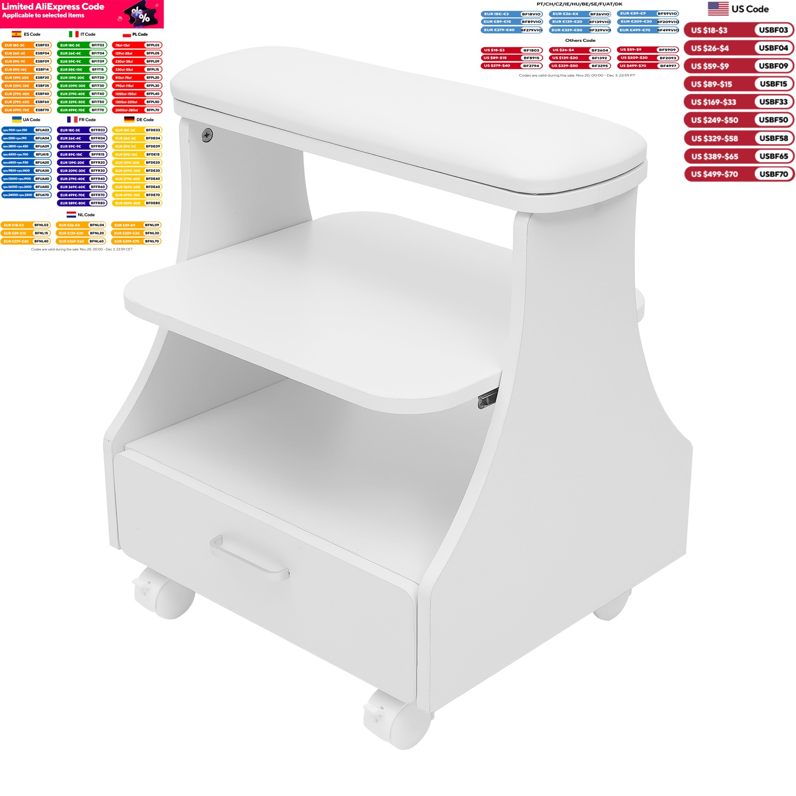 Eco Sponge - 3-tier Foot Rest Manicure Stool Pedicure