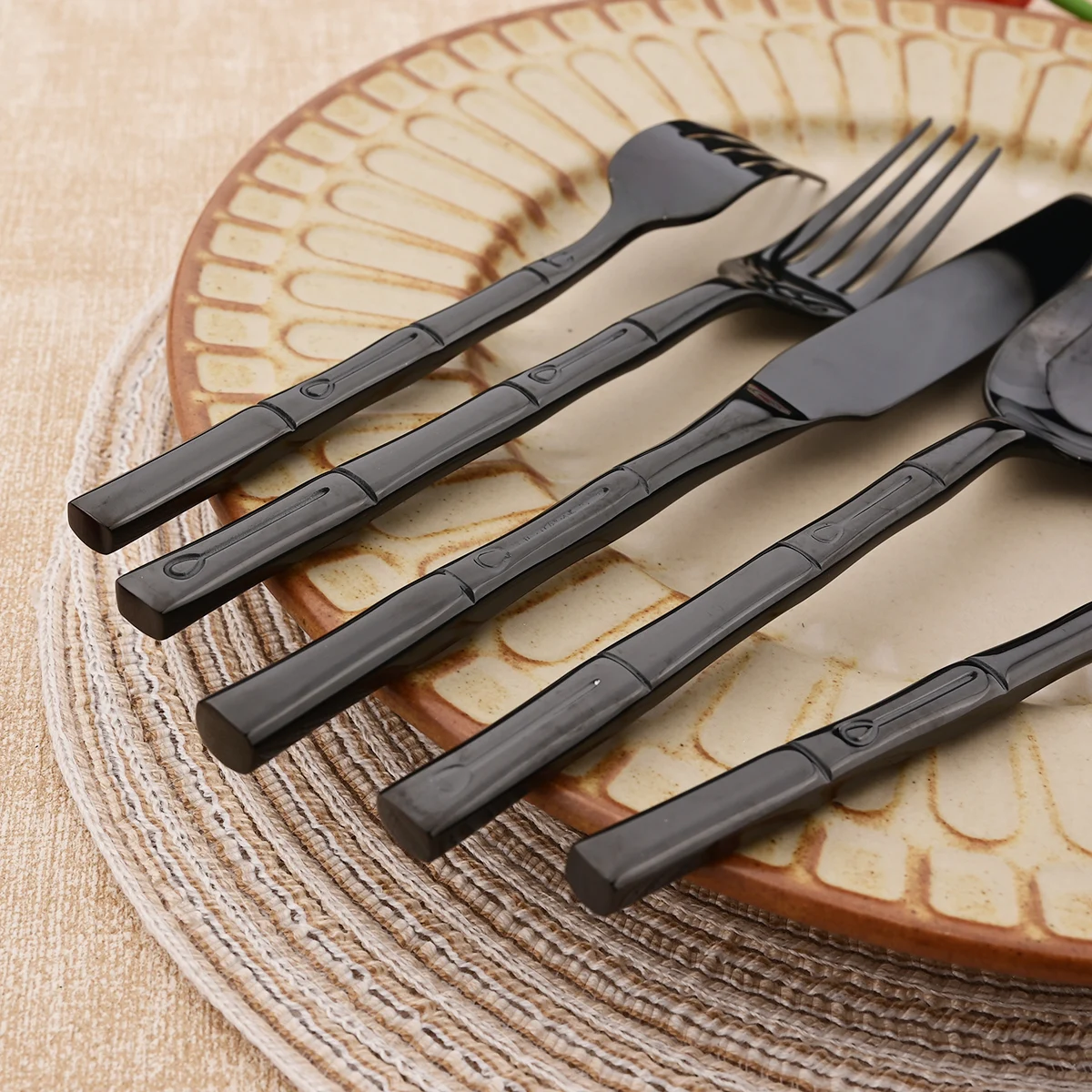 5pcs Knife Fork Spoon Cutlery  - Bamboo Cutlery 评论和价格