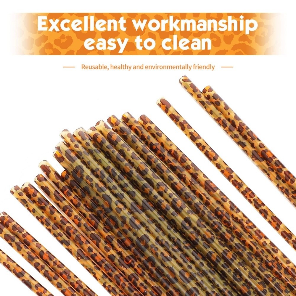 Trendy Leopard Print Drinking  - Reusable Straw 评论和价格