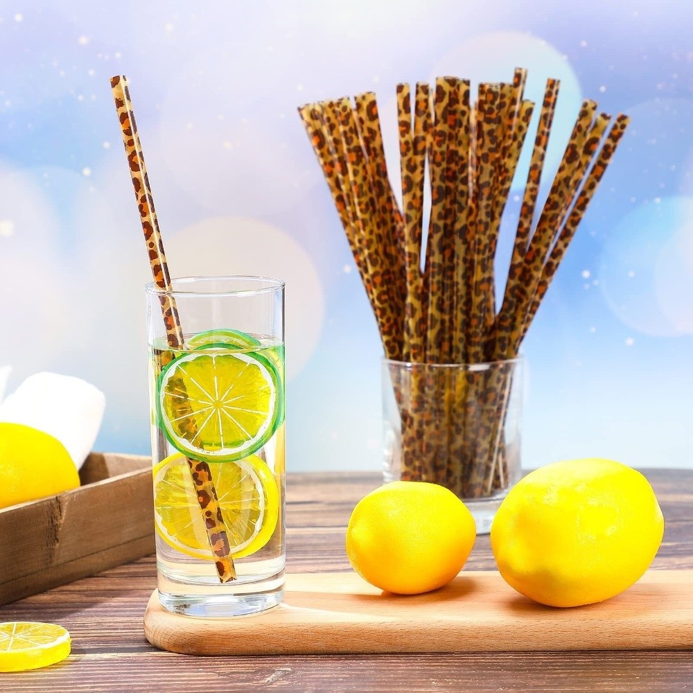Trendy Leopard Print Drinking  - Reusable Straw 评论和价格