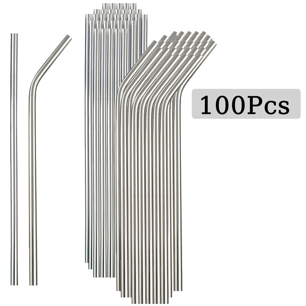 100Pcs Stainless Steel Straw D - Reusable Straw 评论和价格