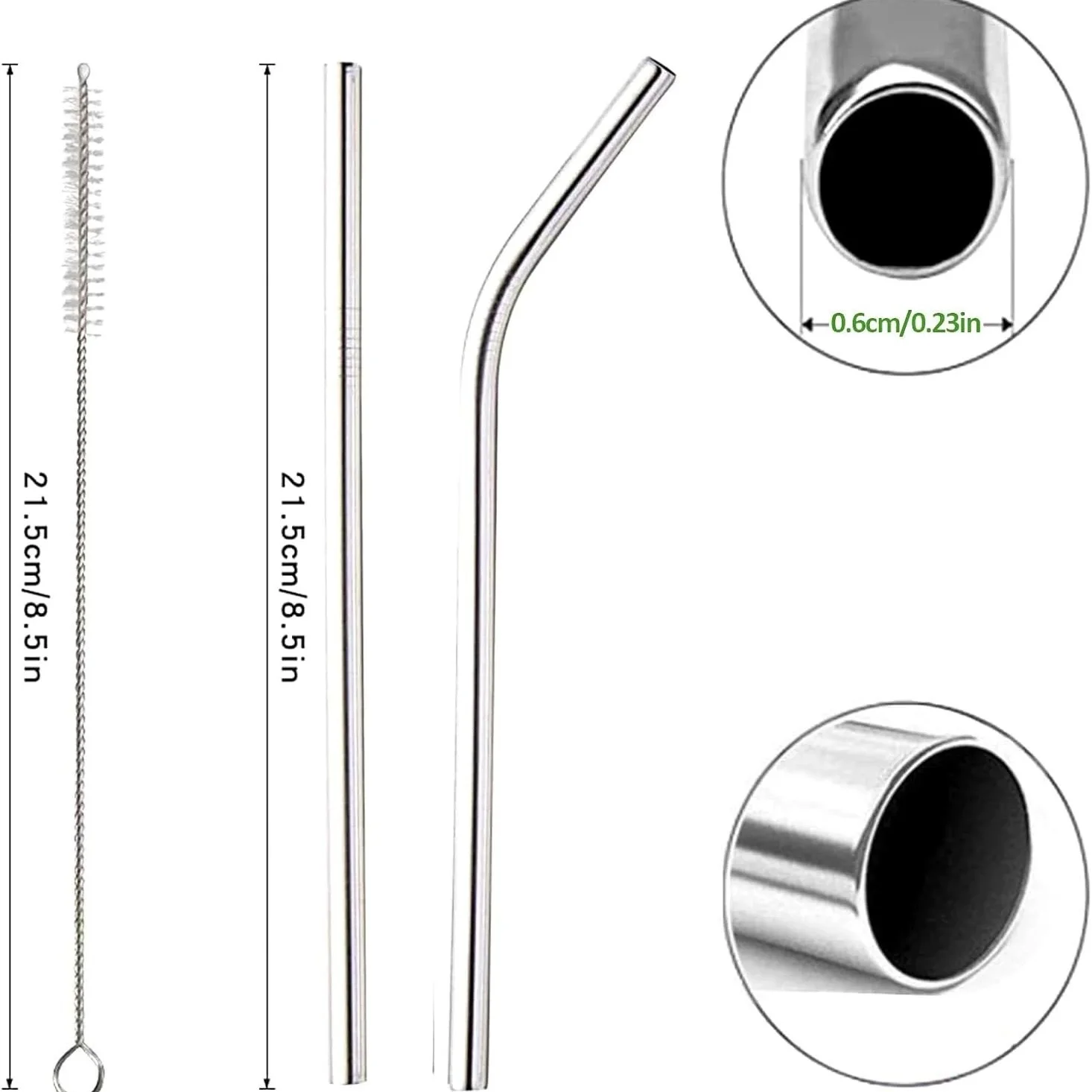 100Pcs Stainless Steel Straw D - Reusable Straw 评论和价格