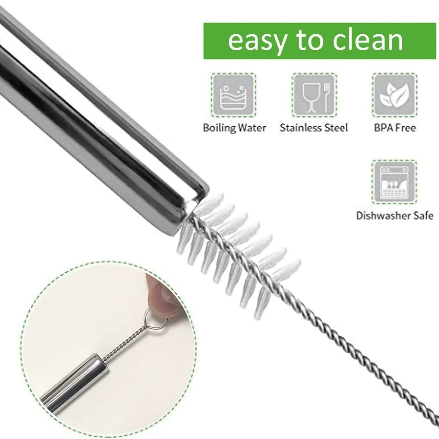 100Pcs Stainless Steel Straw D - Reusable Straw 评论和价格
