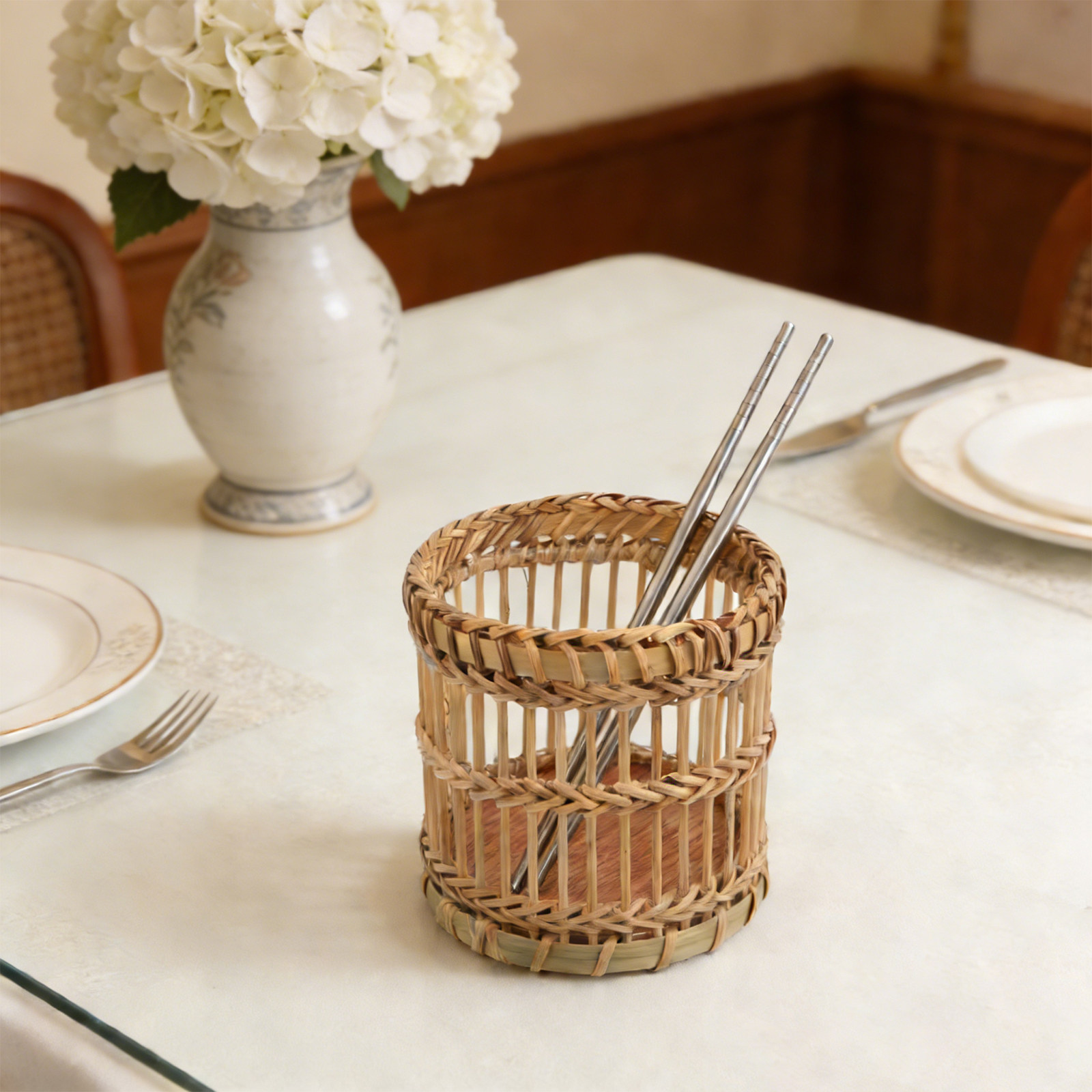 Bamboo Utensil Holder Kitchen  - Bamboo Cutlery 评论和价格