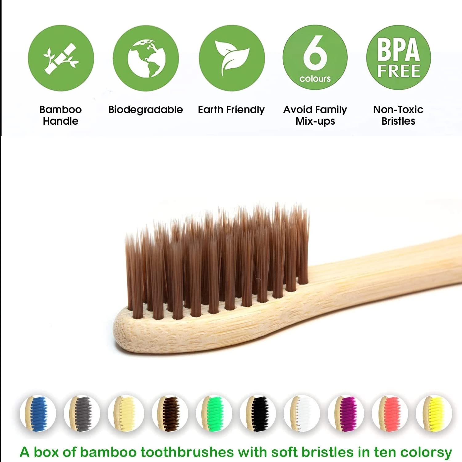 10 Pack Natural Bamboo Toothbr - Bamboo Toothbrush 评论和价格