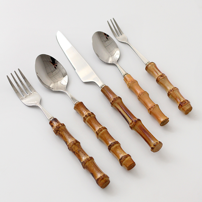 Stainless Steel Cutlery Set, H - Bamboo Cutlery 评论和价格