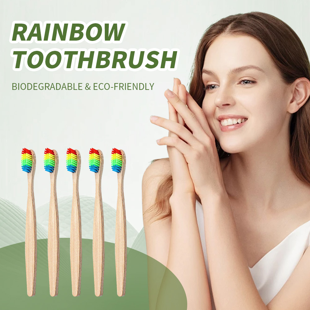 10 Pack Rainbow Bamboo Toothbr - Bamboo Toothbrush 评论和价格