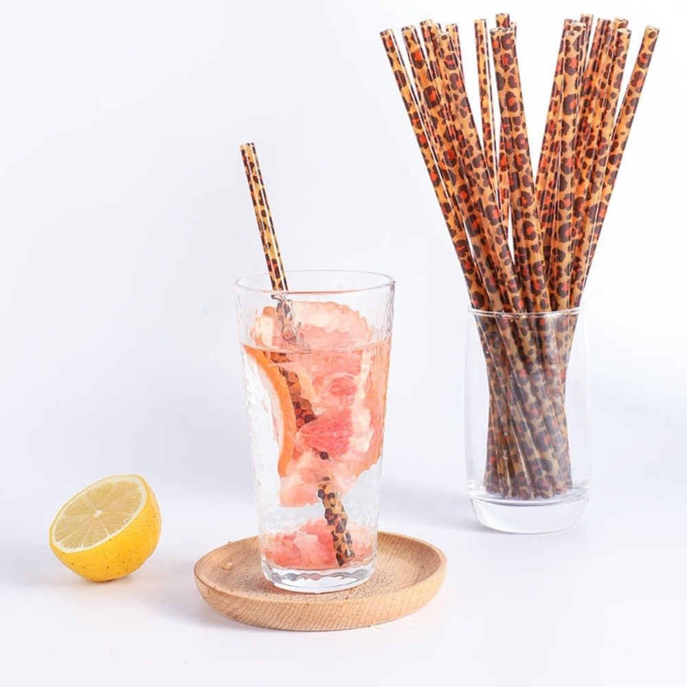Trendy Leopard Print Drinking  - Reusable Straw 评论和价格
