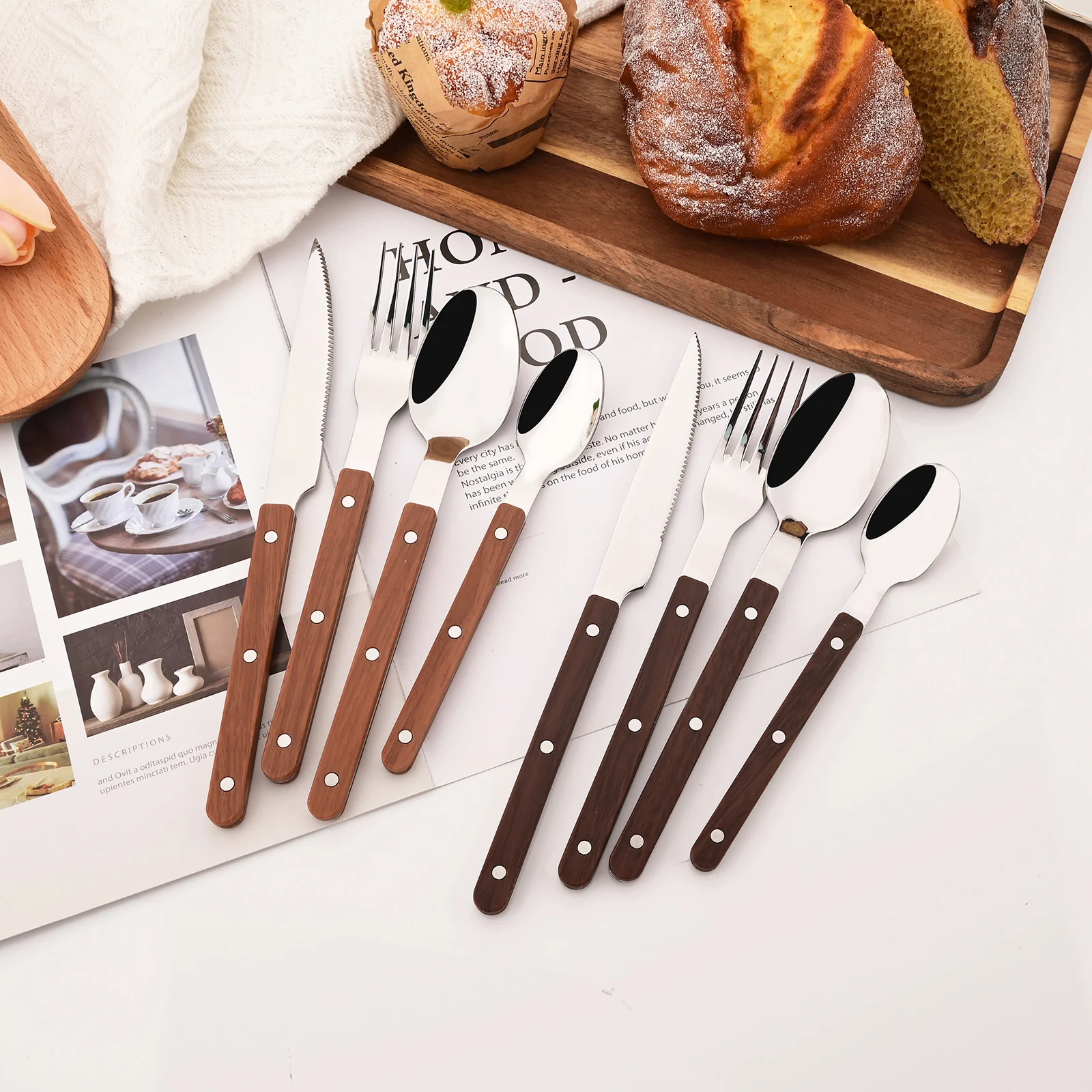 5/20Pcs Imitative Wood Silver  - Bamboo Cutlery 评论和价格
