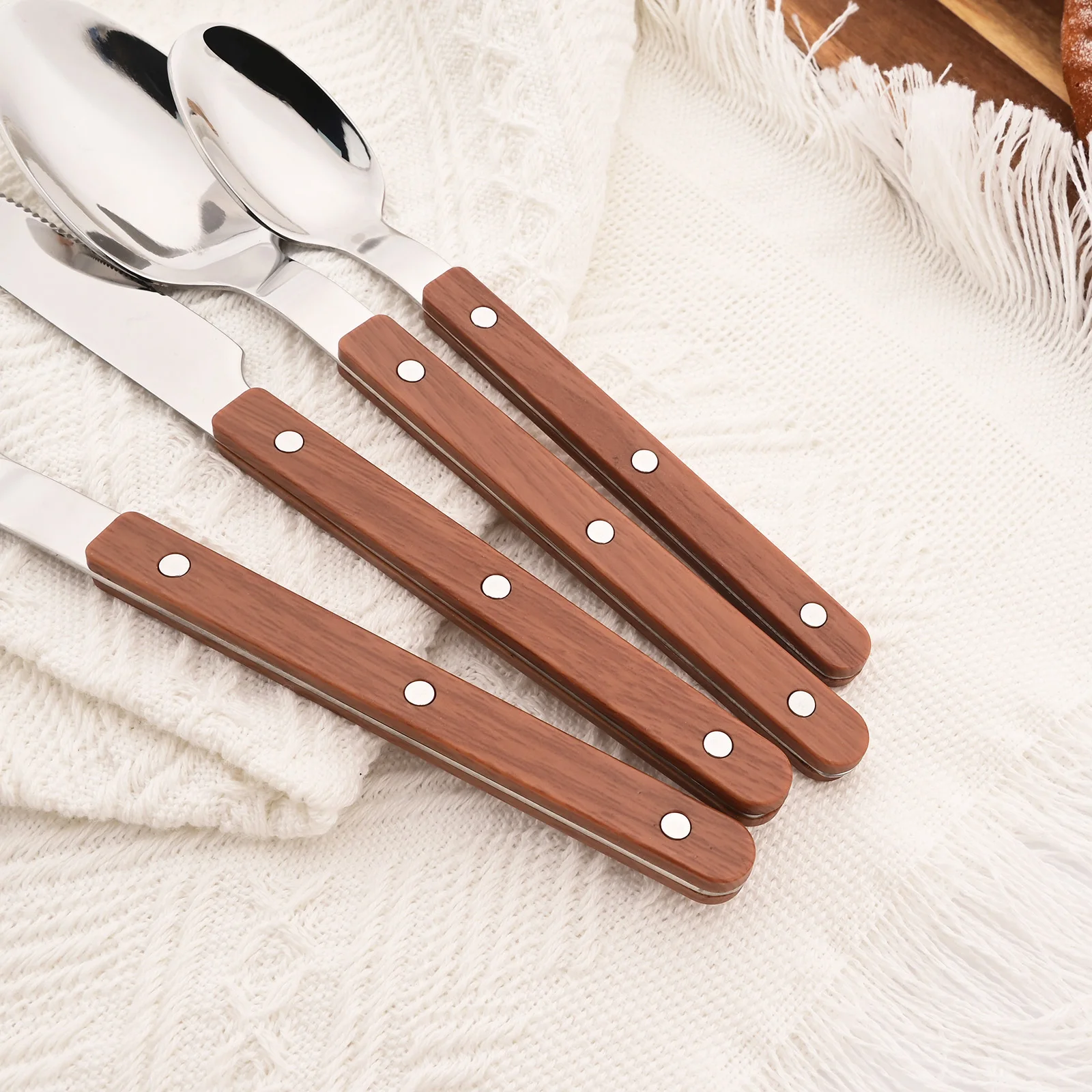 5/20Pcs Imitative Wood Silver  - Bamboo Cutlery 评论和价格