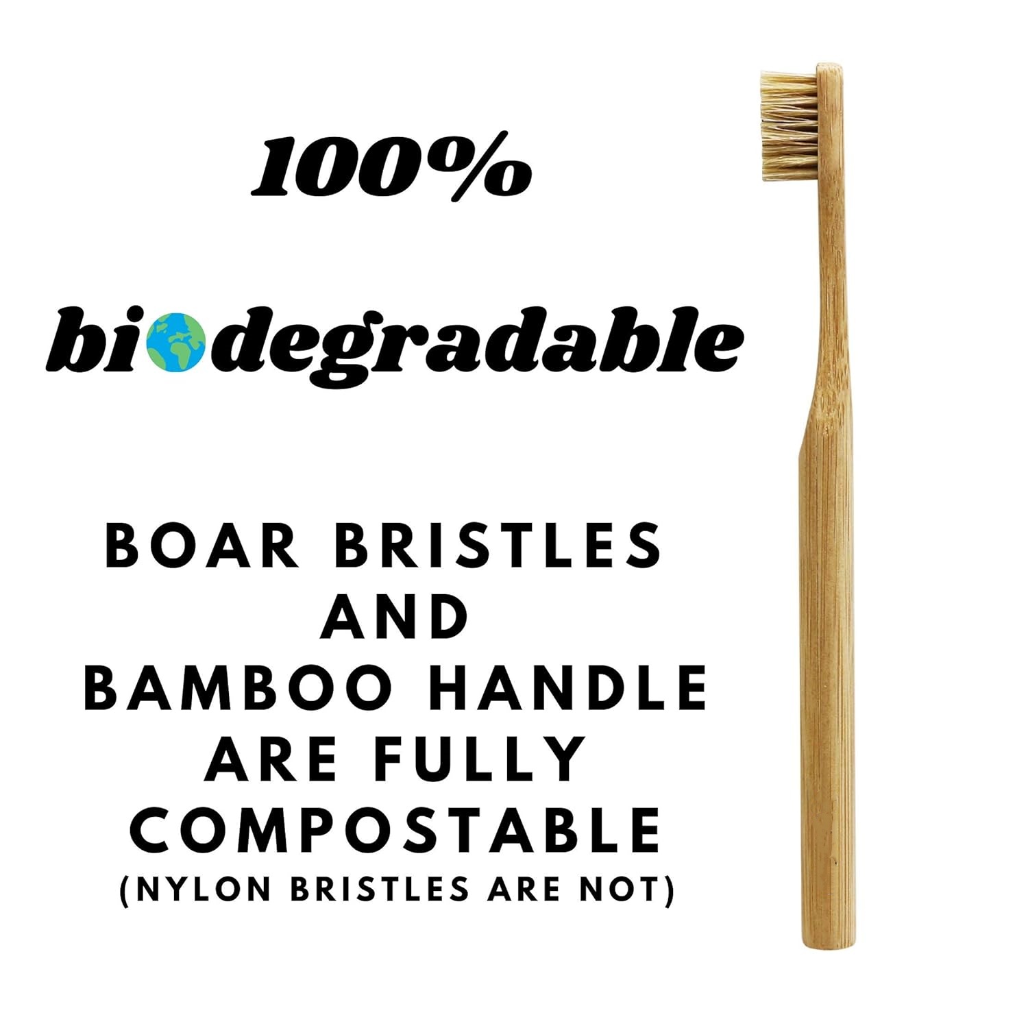 10Pcs Natural Boar Bristle Bam - Bamboo Toothbrush 评论和价格